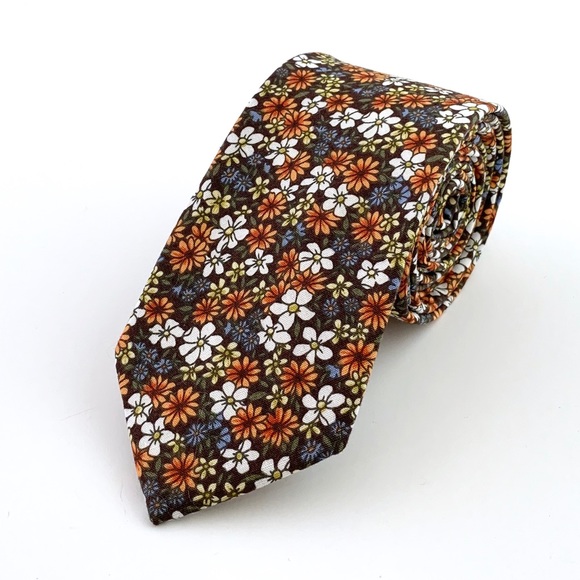 Men's Ochre Mix Floral Print Necktie 5-Piece Gift Set - Picture 10 of 11